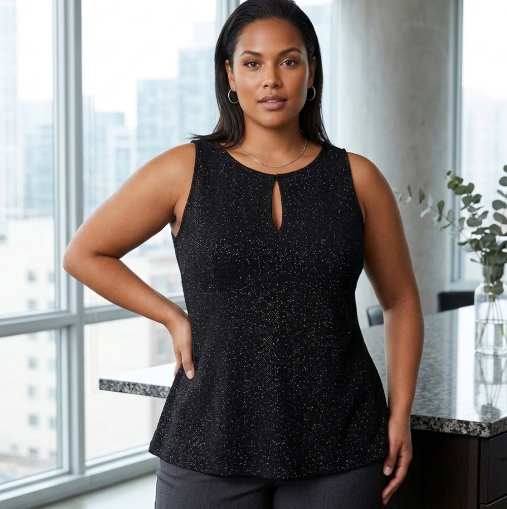 MXM Size 1X Sparkly Keyhole Top